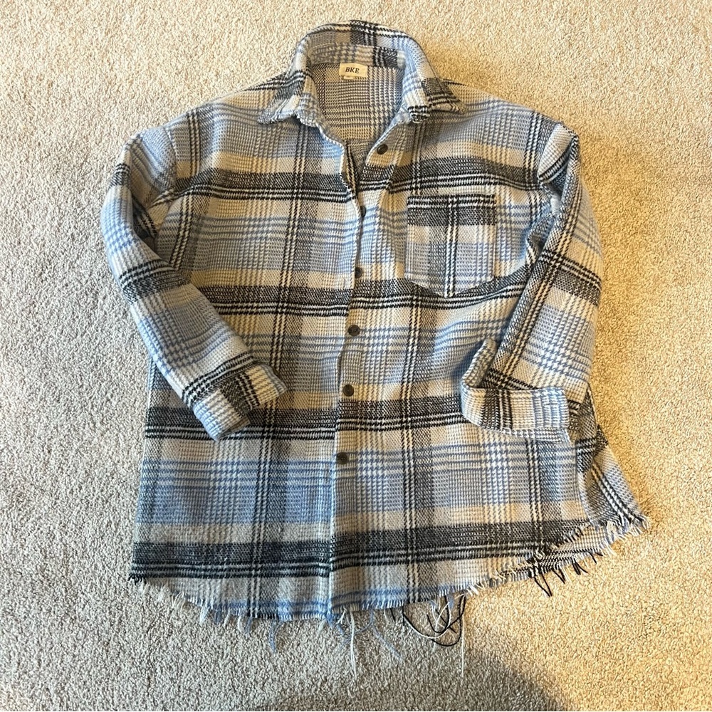 BKE buckle, plaid blue shacket sz xs